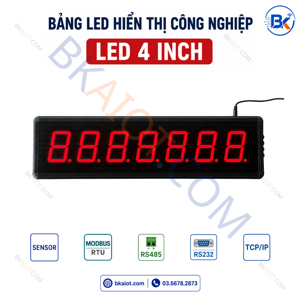 Bảng LED Hiển Thị Công Nghiệp Modbus RS485/TCP IP 4 Inch 6 bang led hien thi cong nghiep led 4 inch 7 so 1